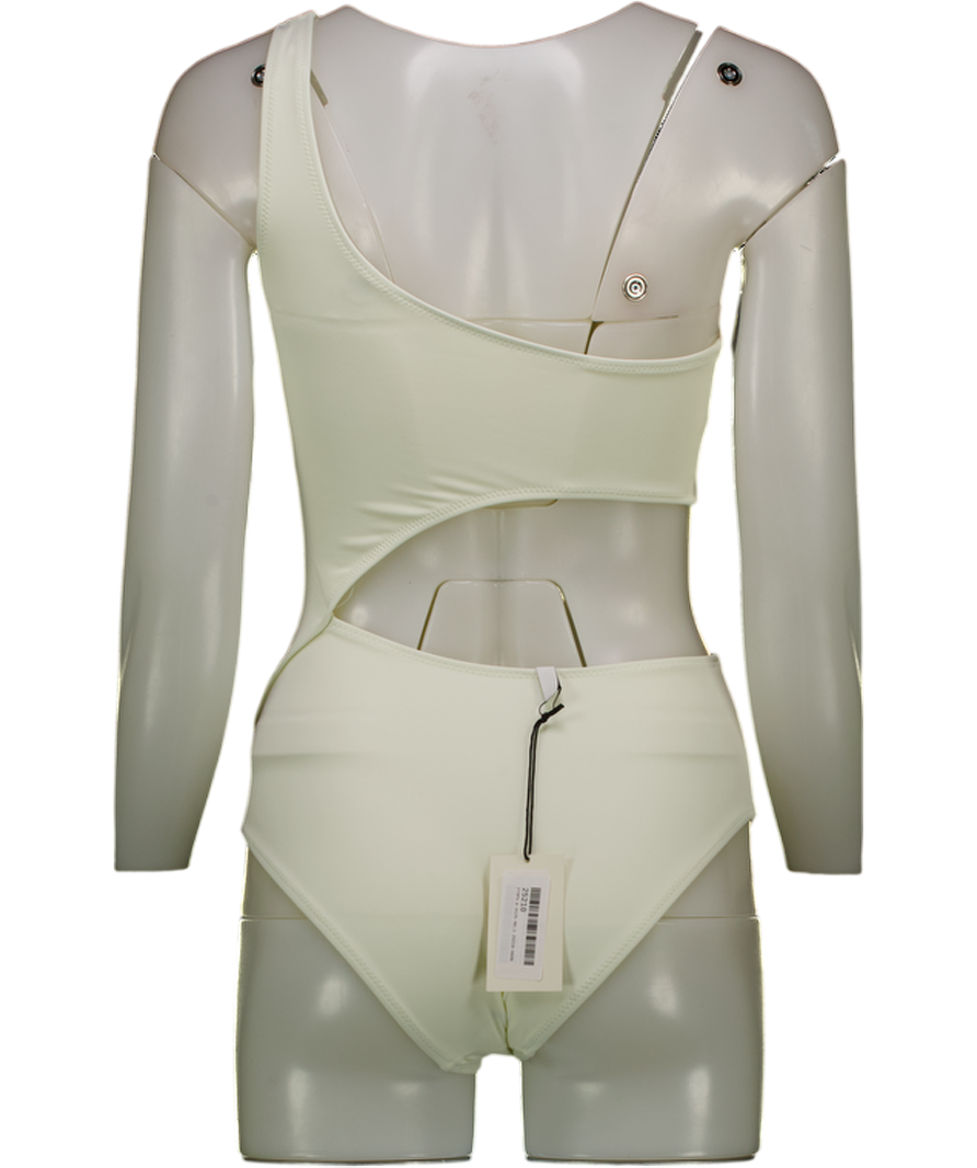 SOLID & STRIPED Cream One Shoulder Cut Out Detail Swimsuit UK S