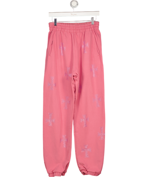 UNKNOWN LONDON Pink Rhinestone Joggers UK M