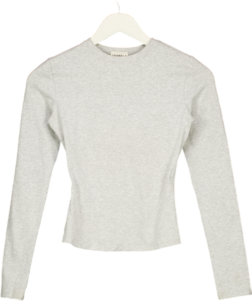 ADANOLA Cotton Long Sleeve Top - Grey Melange UK S