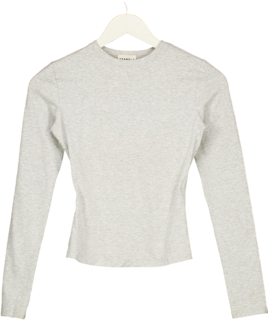 ADANOLA Cotton Long Sleeve Top - Grey Melange UK S