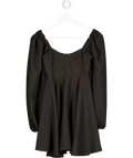 SELKIE Black Blakc Animal Jacquard Puff Sleeve Mini Dress UK 6