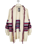 BODEN Fringed Jacquard Cardigan Warm Cream Melange UK M
