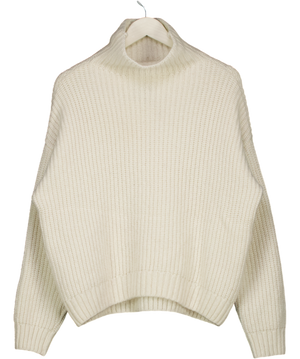 ANINE BING Cream Sydney High-neck Wool And Alpaca-blend Knitted Jumper UK XS