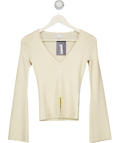 PRETTY LAVISH Cream Tia Knit Top UK XS