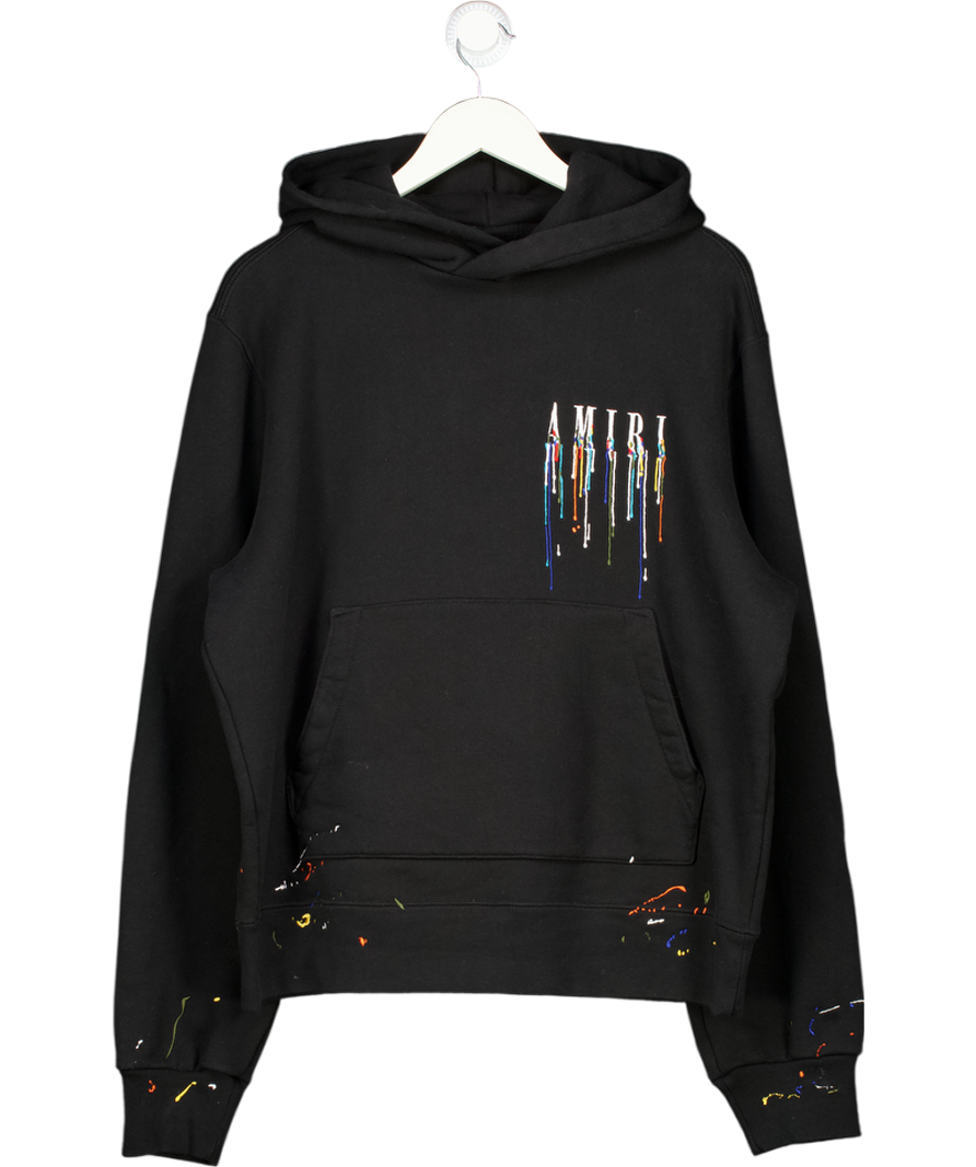 Amiri Men's Black Paint Drip Logo Hoodie UK S