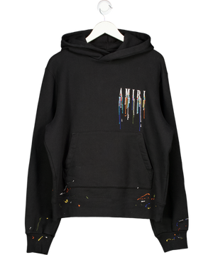 Amiri Men's Black Paint Drip Logo Hoodie UK S