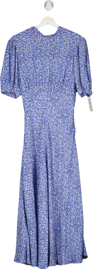 ghost Blue Patterned Short Sleeve Maxi Dress UK XS