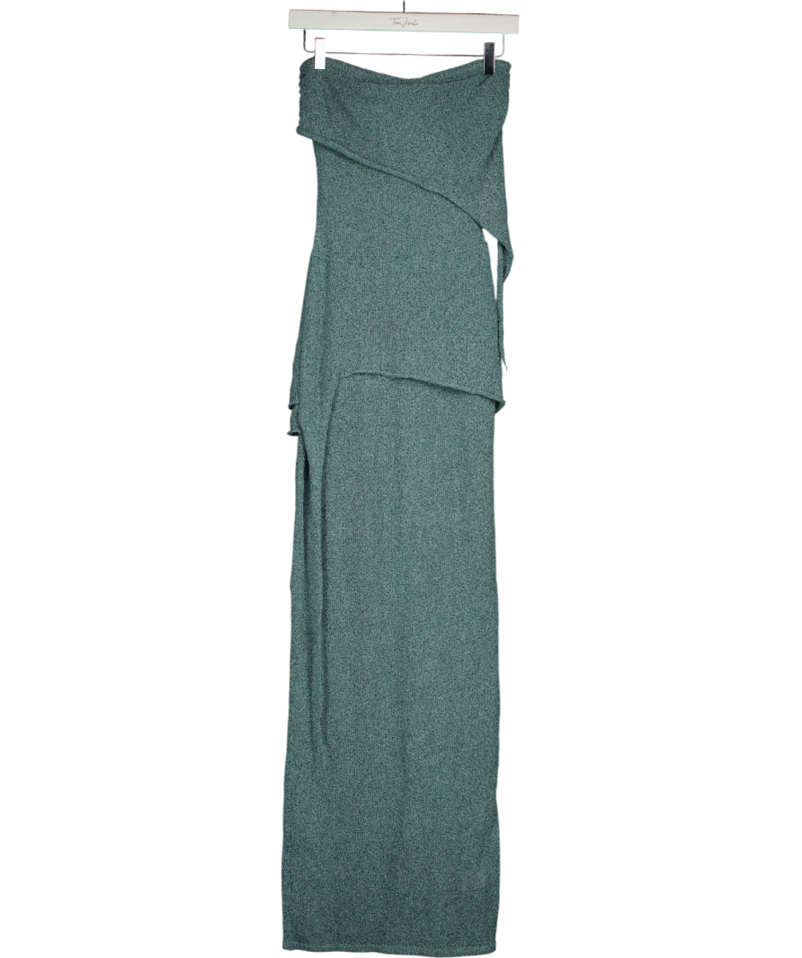 Mars the Label Blue Knit Asymmetric Layered Maxi Bandeau Dress UK M