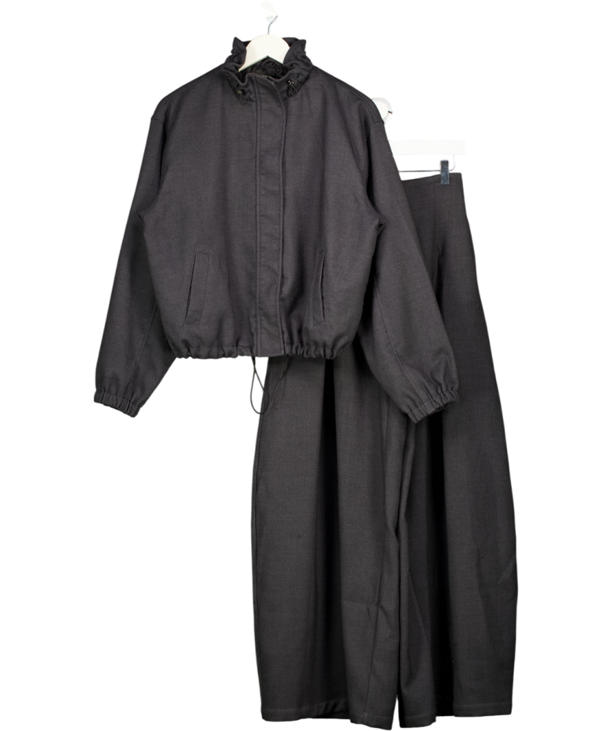 ASOS 2-piece Grey Frill Neck Bomber Jacket And Wide Leg Trouser Set UK 6