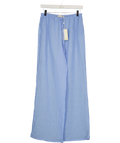 CELINE PARIS Sky Blue Belize Crinkle Wide Leg Trousers UK S