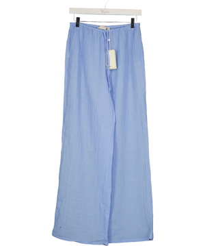 MONDAY SWIMWEAR Sky Blue Belize Crinkle Wide Leg Trousers UK S