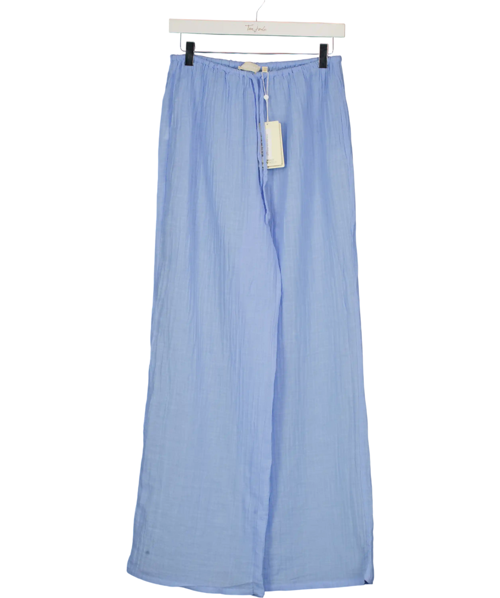CELINE PARIS Sky Blue Belize Crinkle Wide Leg Trousers UK S
