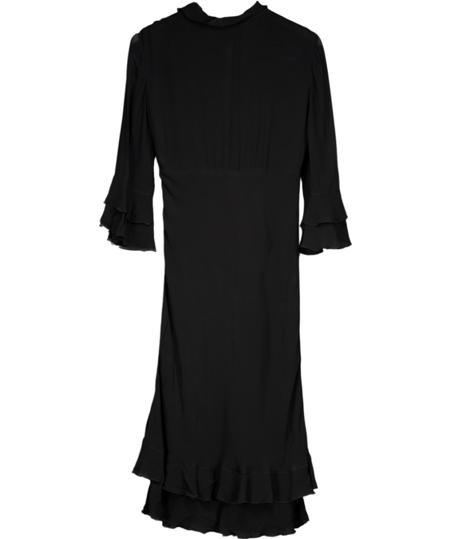 MOSCHINO JEANS Black Chiffon Frill Detail Midi Dress UK 16