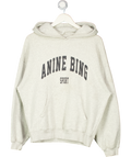 ANINE BING LIight Grey Oversize Sport Logo Sweatshirt Hoodie UK XXS