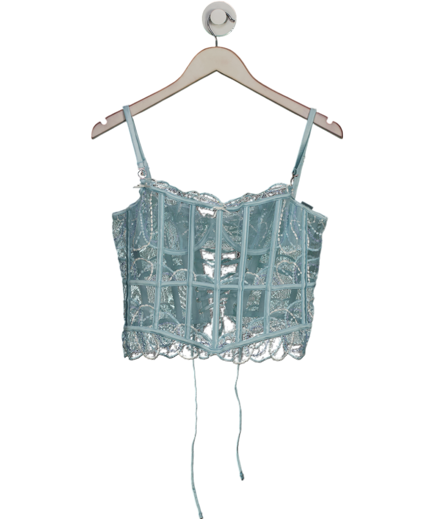 Lounge Underwear Baby Blue Lace Corset Top - Fuller Cup UK S