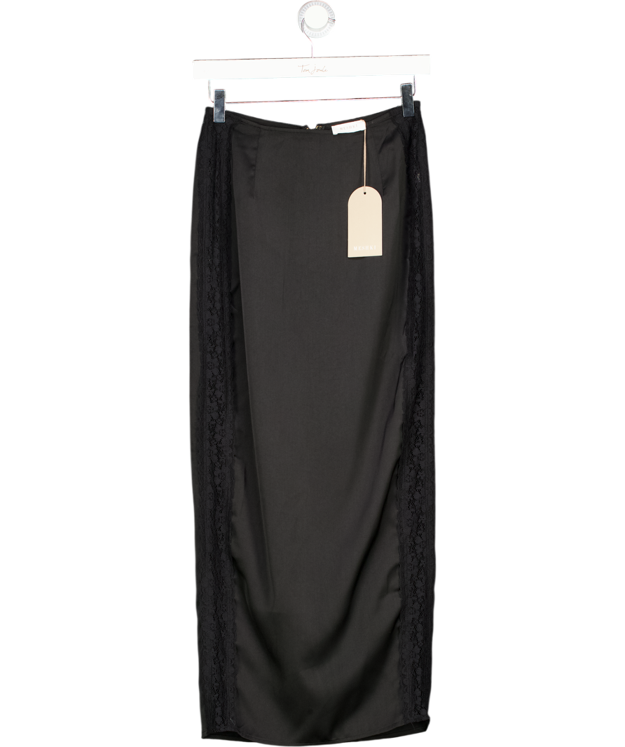 Meshki Black Bellamy Lace Midi Skirt UK XS