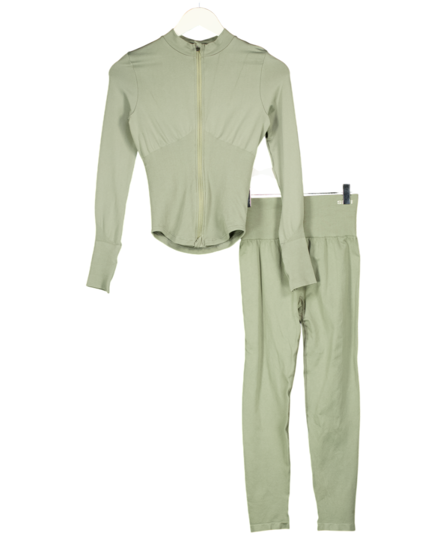 SEFI Green 2-piece Activewear Leggingd And Zip Jacket Set UK XS/S
