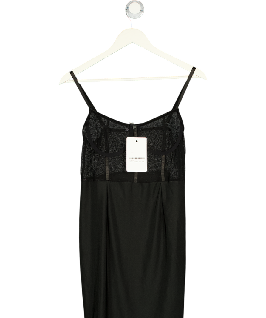 Femme Luxe Black Polka Dot Mesh Mariana Mini Dress UK L