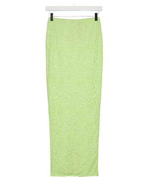 Mars the Label Lime Green Cinched Lace Maxi Skirt UK 8