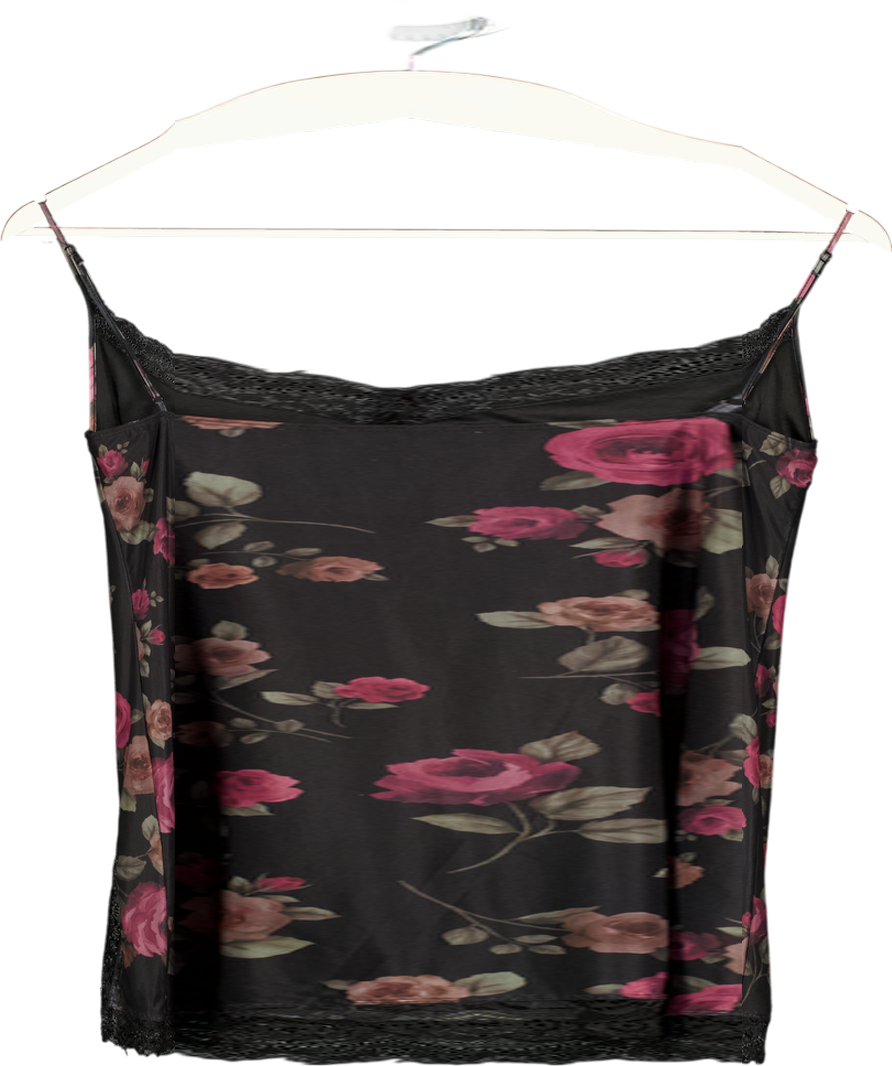 MOTEL Black Rose Print Mini Dress UK S