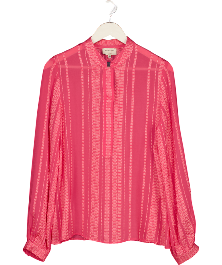 ZEUS+DIONE Pink Textured Silk Blend Shirt UK M