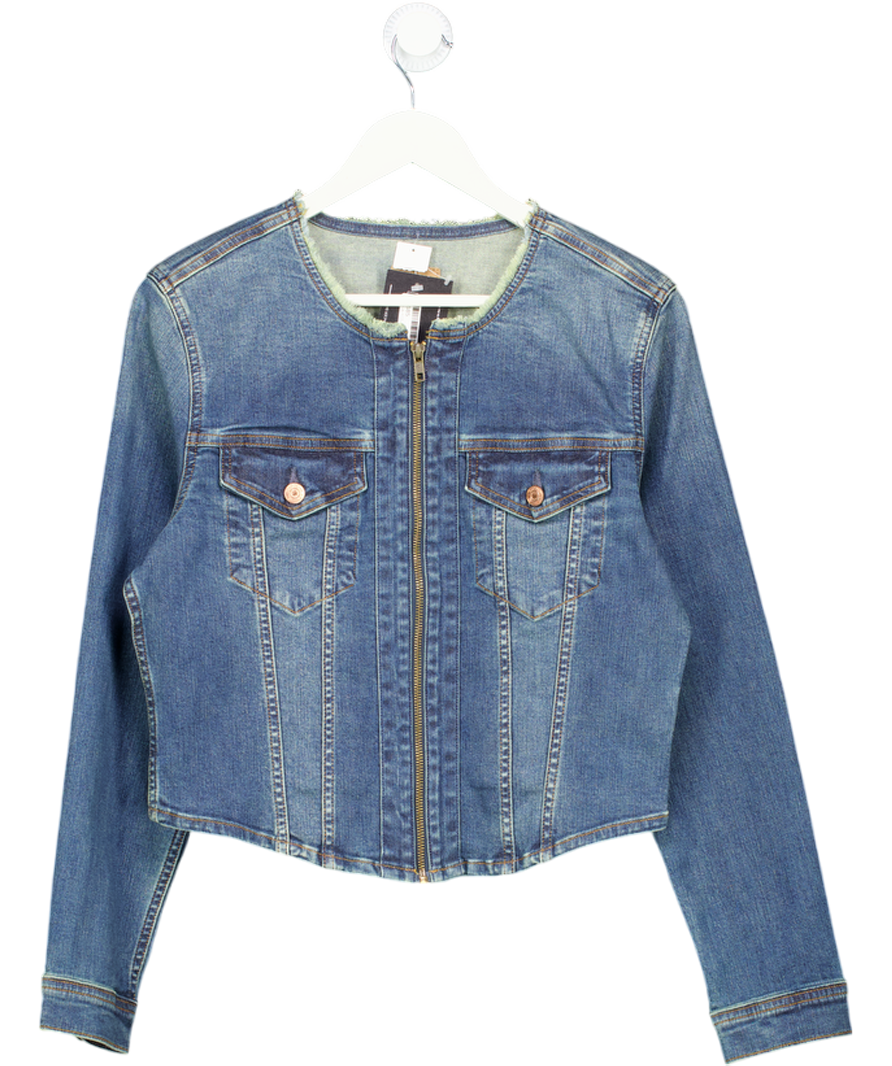 GAP Blue Zip Collarless Denim Jacket UK M