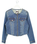 GAP Blue Zip Collarless Denim Jacket UK M