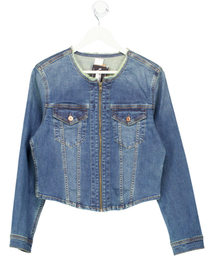 GAP Blue Zip Collarless Denim Jacket UK M