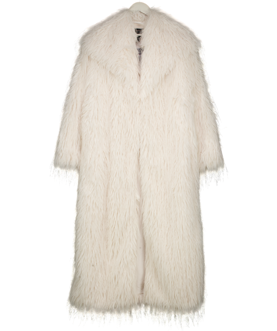 River Island White Faux Fur Maxi Coat UK M