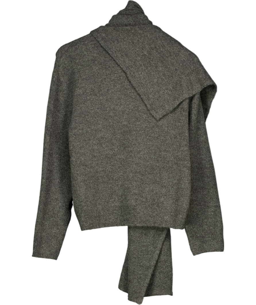 JDY Scarf Detail Knitted Jumper In Dark Grey UK S