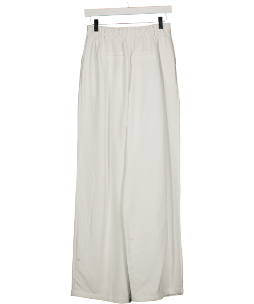 NEXT White Pleated Wide Leg Trousers - Long Length UK 8