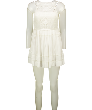 FREE PEOPLE White Lace Top Mini Dress UK XS