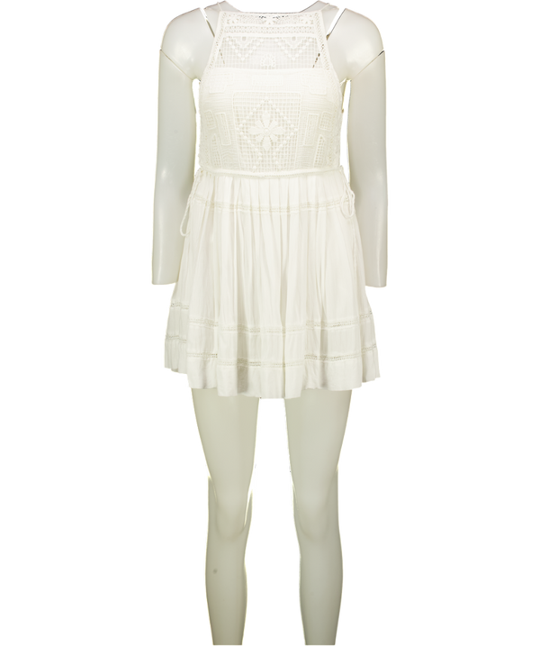 FREE PEOPLE White Lace Top Mini Dress UK XS