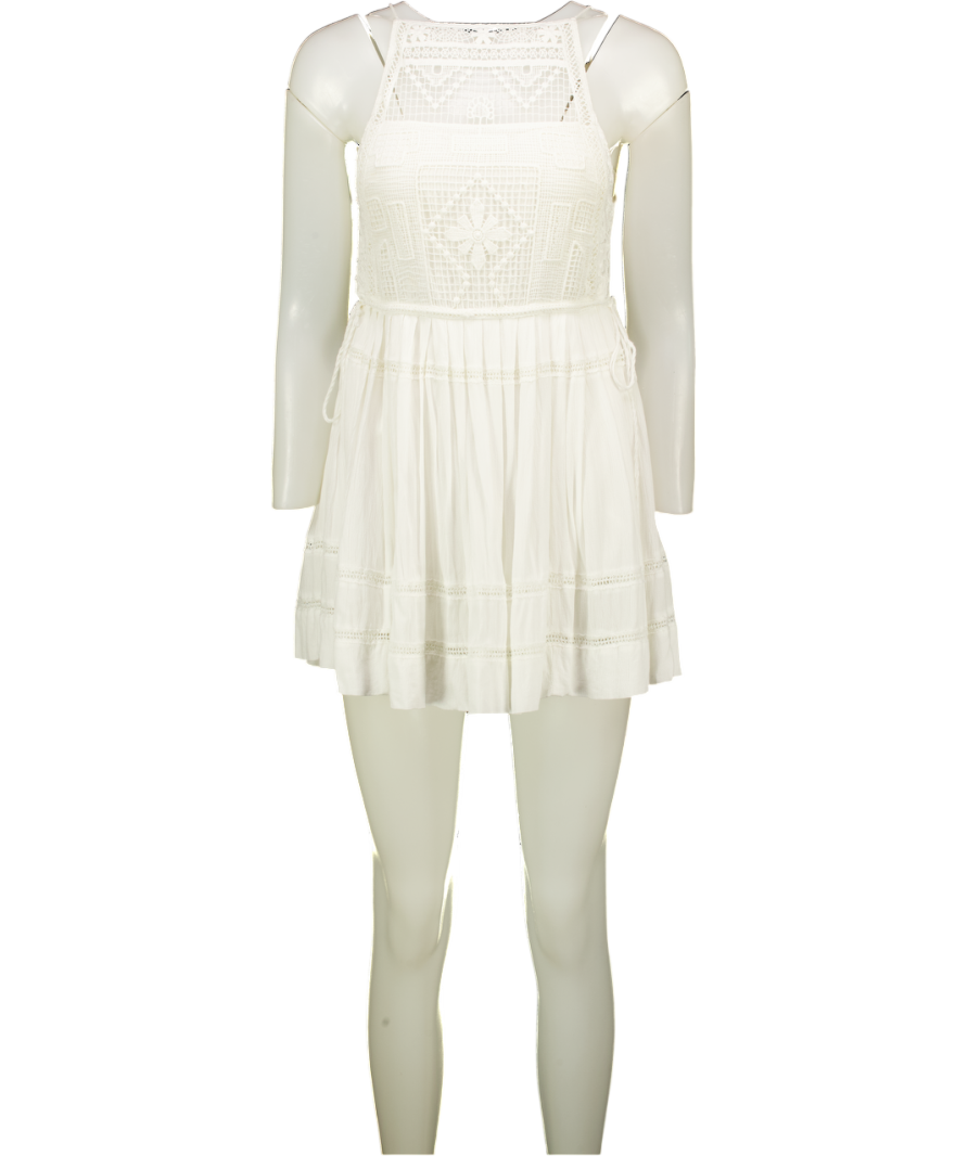 FREE PEOPLE White Lace Top Mini Dress UK XS