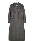 Karen Millen Grey Wool Pinstripe Oversized Double Breasted Tailored Maxi Coat UK 8