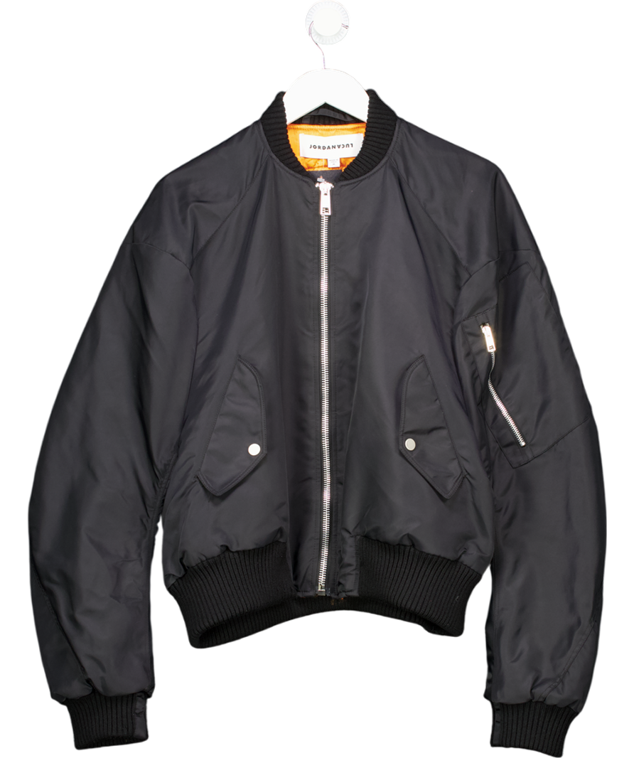 Jordan Luca Black Mock Neck Zip Up Bomber Jacket UK M