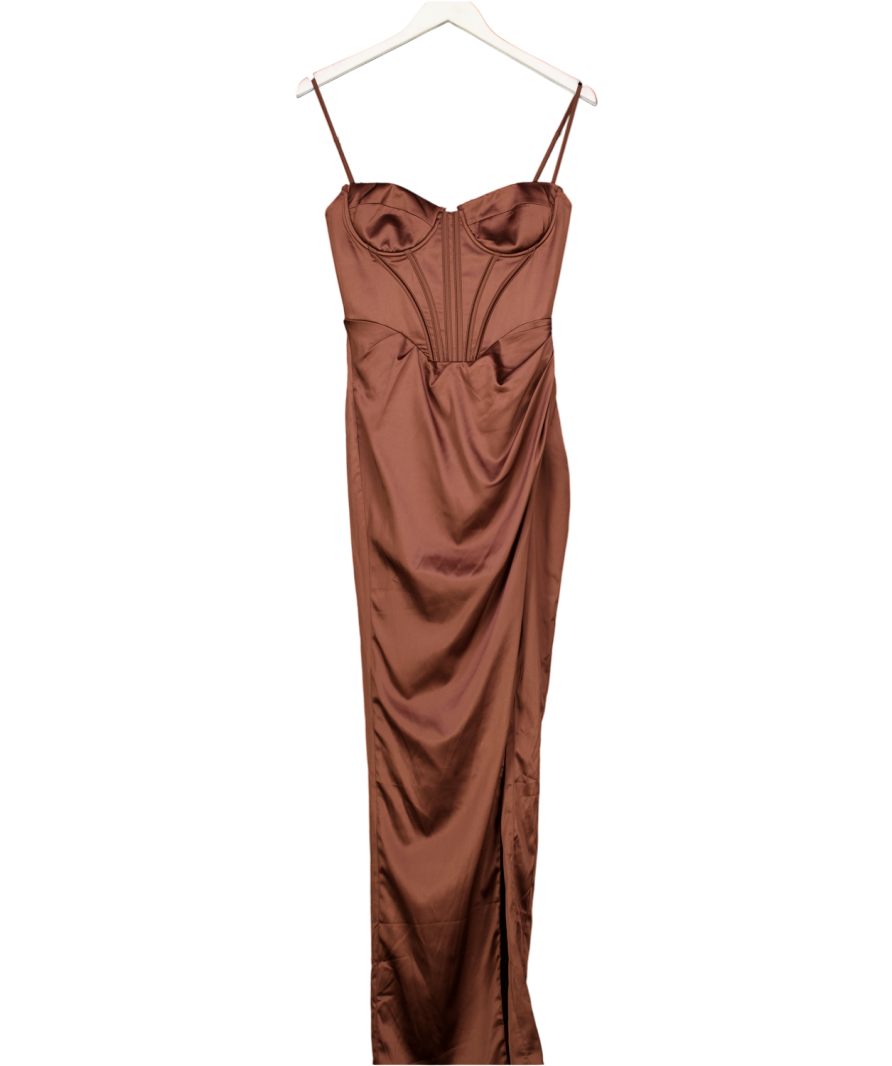 Babyboo Brown Corset Split Maxi Dress UK S