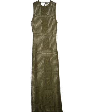 DAILY PAPER Green Izara Open-back Slim-fit Cotton-knit Maxi Dress UK XXL