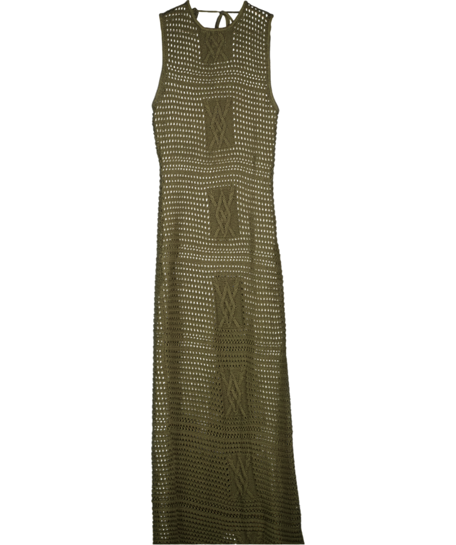 DAILY PAPER Green Izara Open-back Slim-fit Cotton-knit Maxi Dress UK XXL