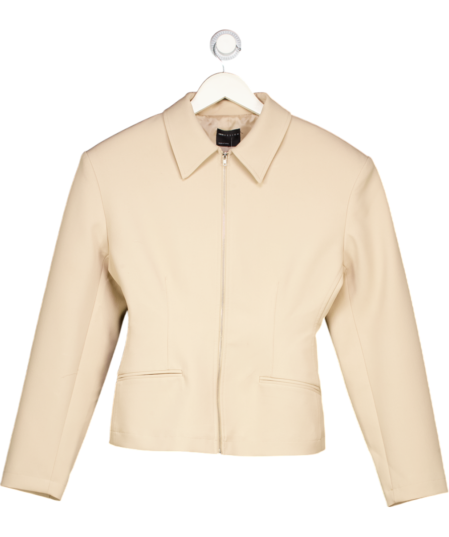 ASOS Beige Fitted Zip Through Blazer UK 10