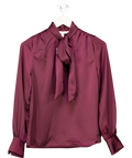 H&M Burgundy Red Tie-neck Chiffon Blouse UK XS