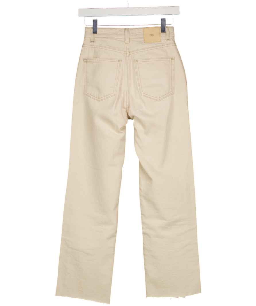 ZARA Cream Straight High-waist Jeans UK 4