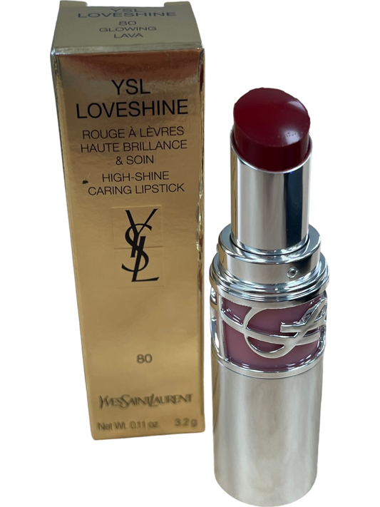 YSL Red Rouge a Levres LoveShine High-Shine Caring Lipstick 80 Glowing Lava