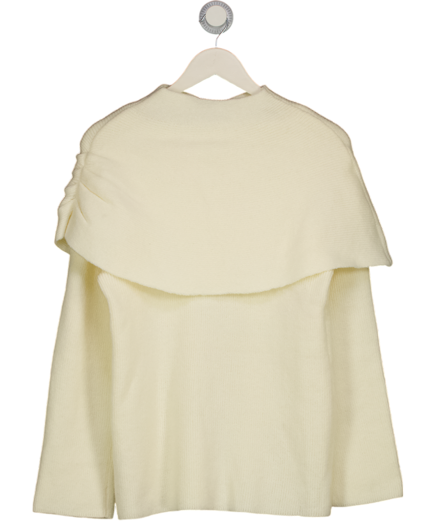 PRETTY LAVISH Cream Tarla Exaggerated Drape Knit Jumper UK XS