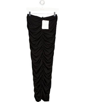 Leau Black Ruched Mesh Maxi Skirt UK S