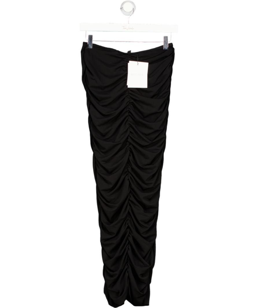Leau Black Ruched Mesh Maxi Skirt UK S