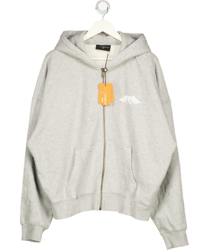 YOUNGLA Grey Full Zip Hoodie UK L