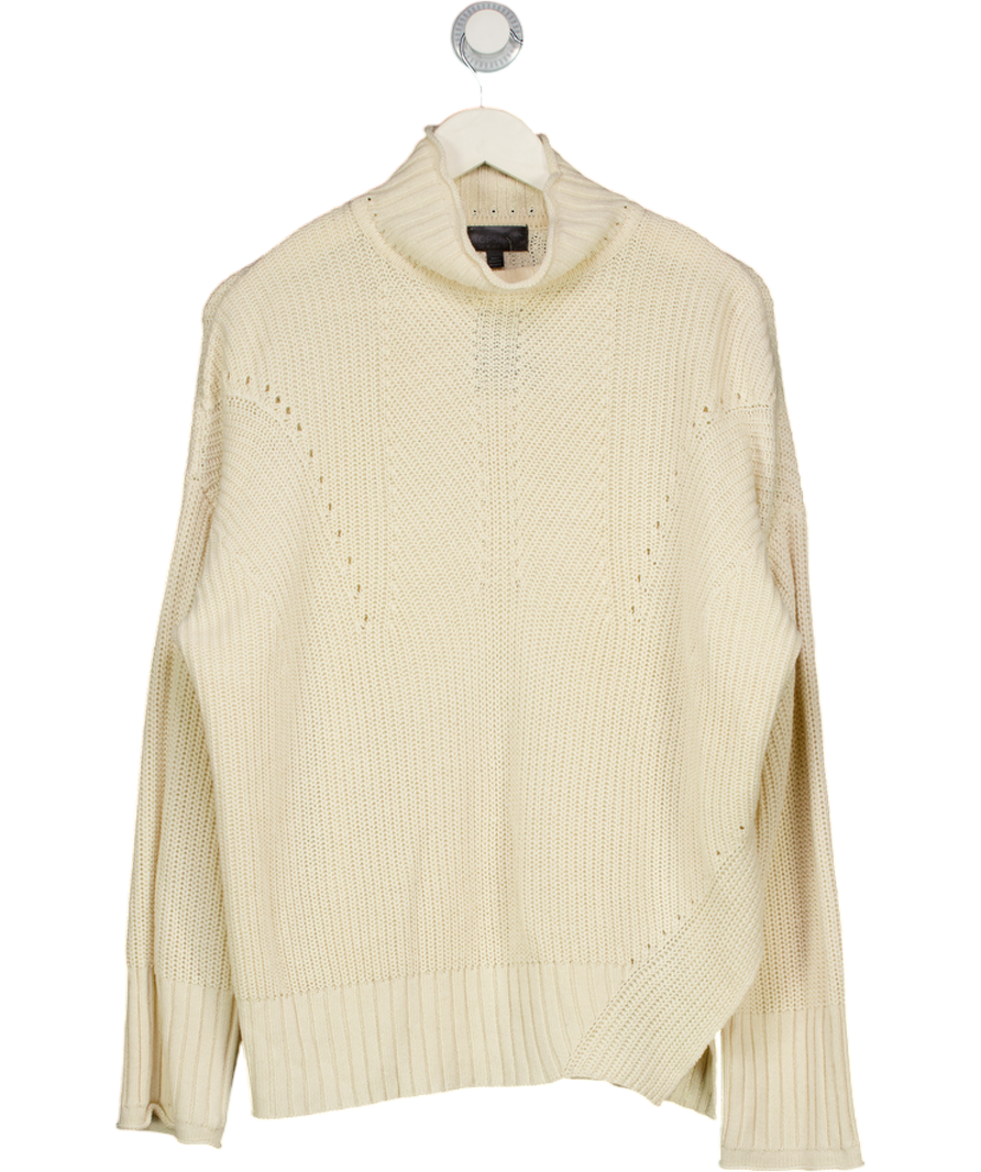 Topshop Cream Oversized Turtleneck Ribbed Jumper UK 10