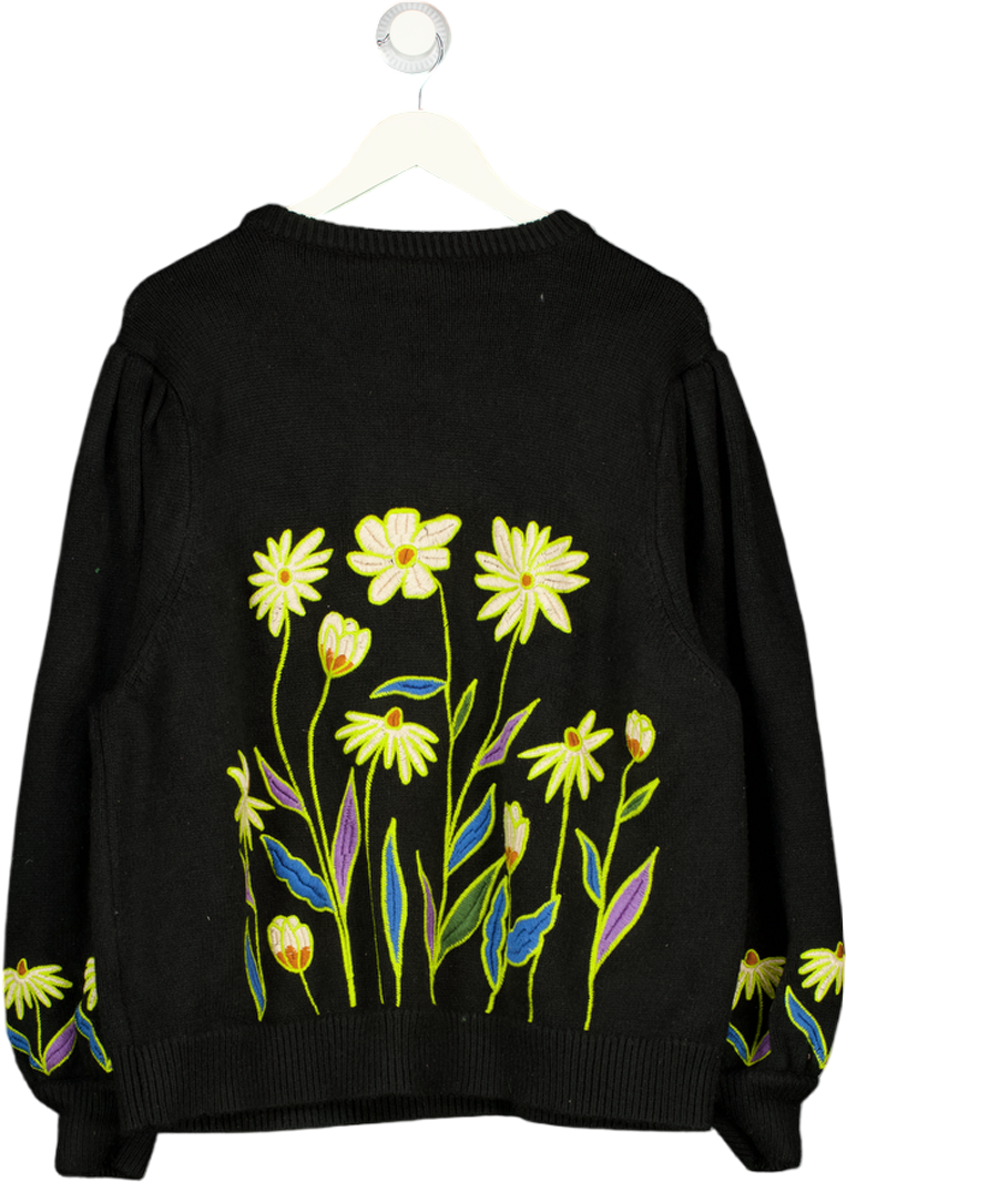FARM RIO Black Floral Embroidered Knitted Jumper UK XL