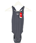 SPEEDO Endurance Navy Blue / White Striped Swimsuit UK 8